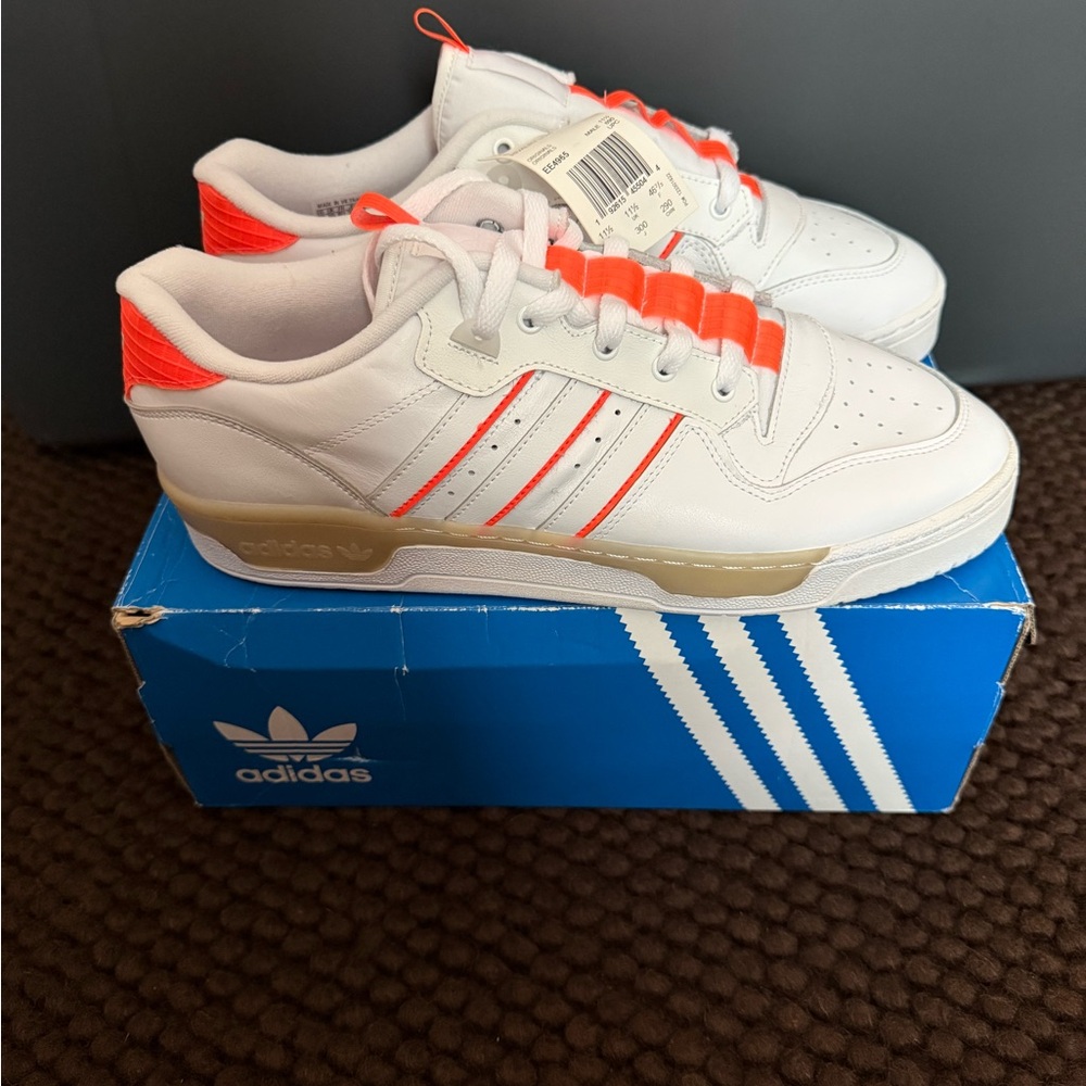 Adidas White and Orange Retro Athletic Sneakers